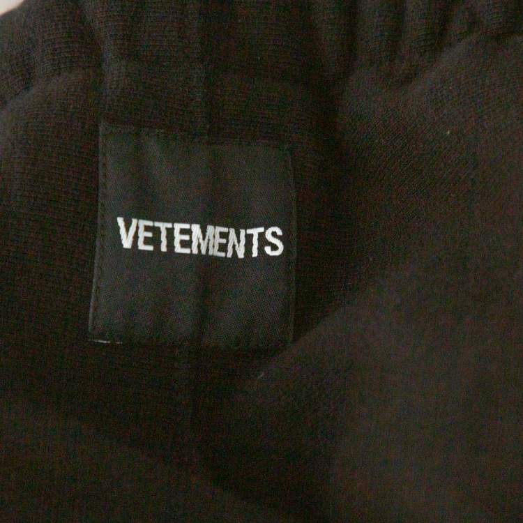 Pre Owned Vetements Black Cotton Knit Logo Printed Sweatpants M 