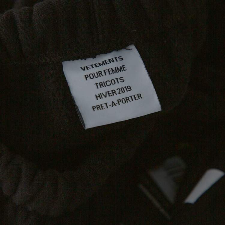 Pre Owned Vetements Black Cotton Knit Logo Printed Sweatpants M 