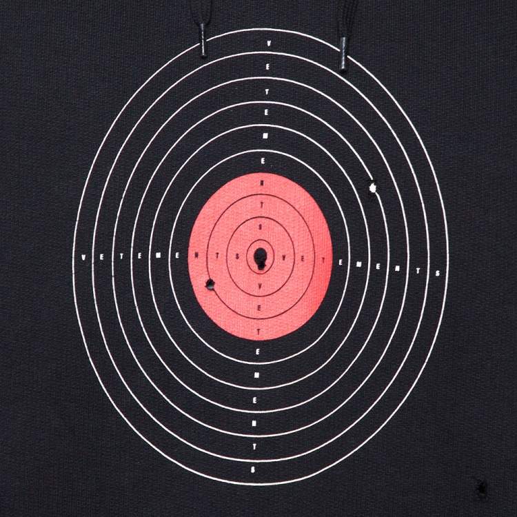 Pre Owned Vetements Black Knit Target Print Distressed Oversized Hoodie XS