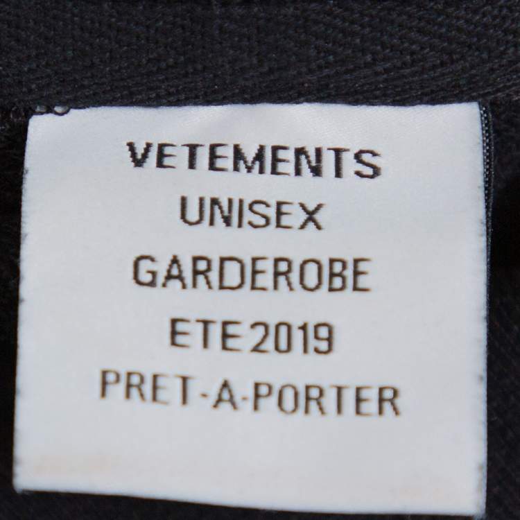 Pre Owned Vetements Black Knit Target Print Distressed Oversized Hoodie XS