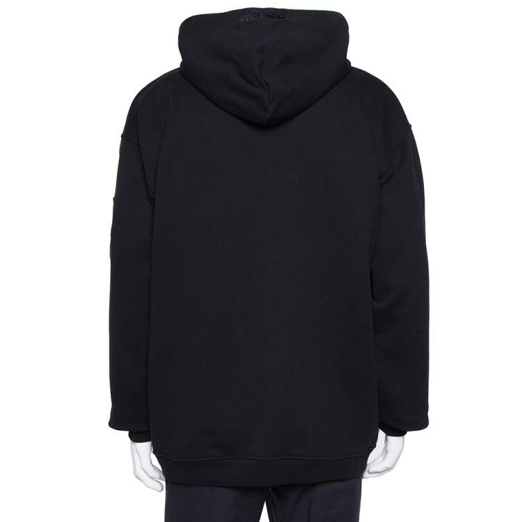 Pre Owned Vetements Black Knit Russian Police Zipper Front Hoodie L