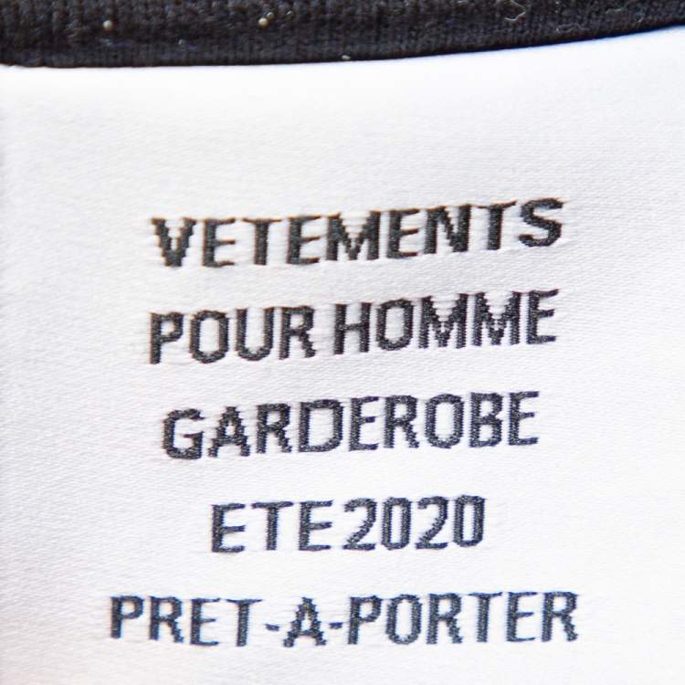 Pre Owned Vetements Blue & Black Embroidered Cotton Oversized Hoodie S