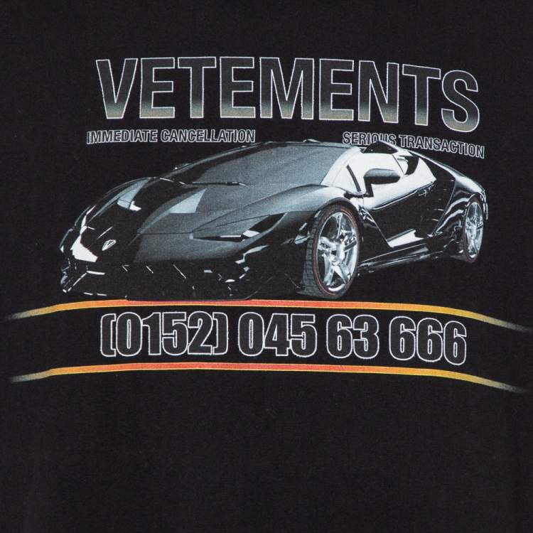 Pre Owned Vetements Black Logo Printed Cotton Crewneck Oversized T-Shirt S