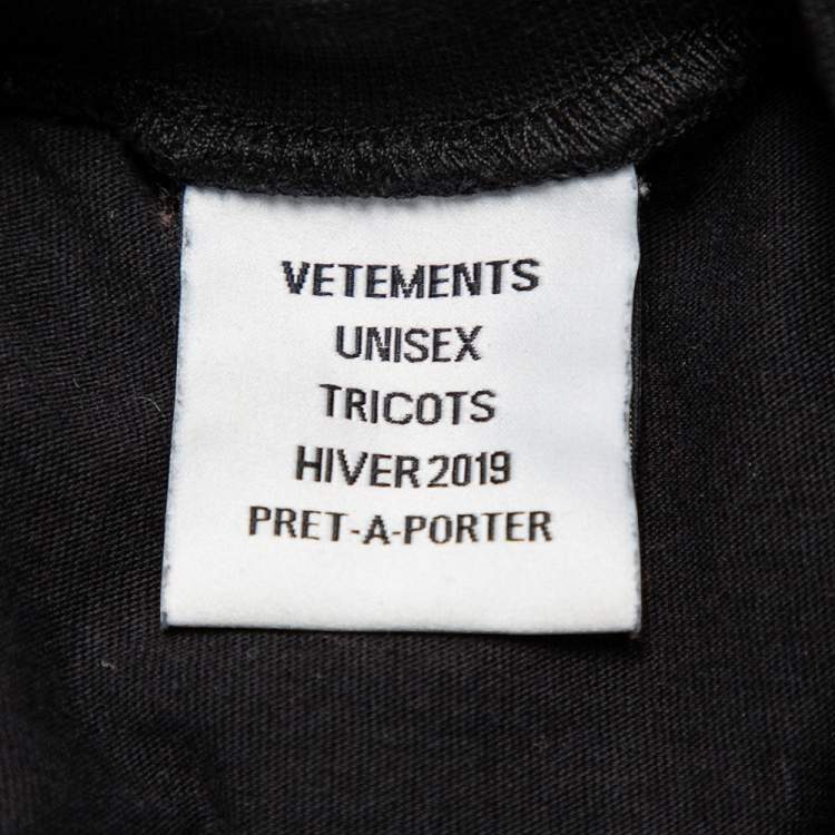 مملوكة مسبقًا Vetements Black Cancer Zodiac Printed Cotton Roundneck T-Shirt M