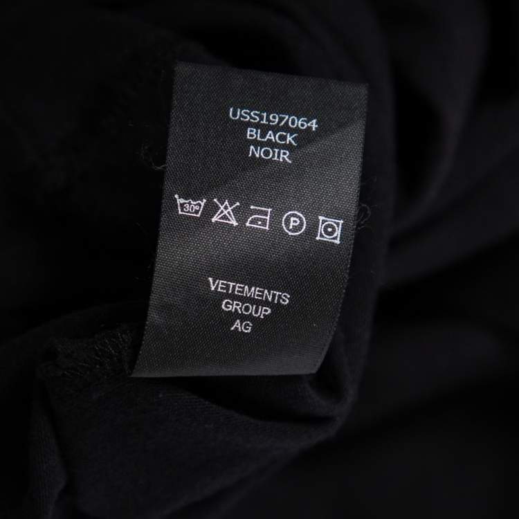 Pre Owned Vetements Black Taget Printed Cotton Distressed Crewneck T-Shirt S