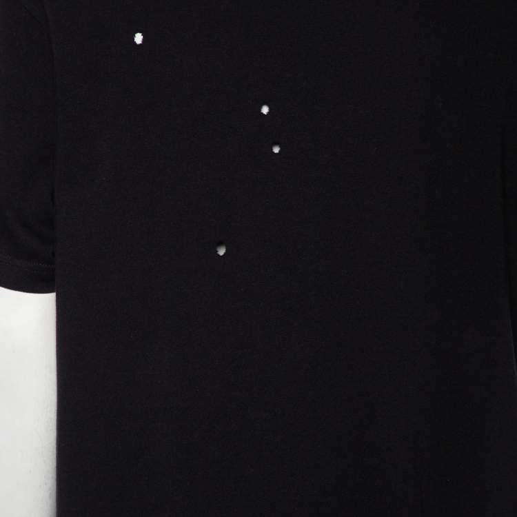Pre Owned Vetements Black Taget Printed Cotton Distressed Crewneck T-Shirt S