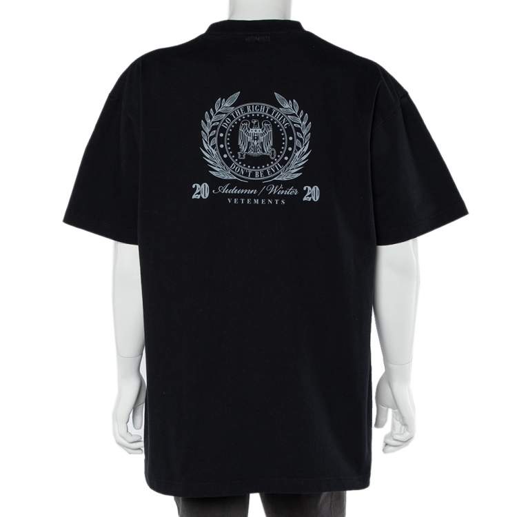 Pre Owned Vetements Black President Graphic Print Cotton Oversized T-Shirt S
