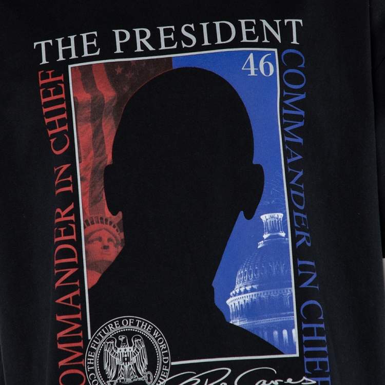 Pre Owned Vetements Black President Graphic Print Cotton Oversized T-Shirt S