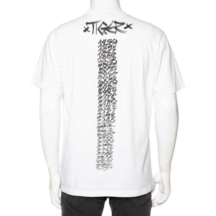Pre Owned Vetements Horoscope White Cotton Printed Dragon Zodiac T-Shirt M