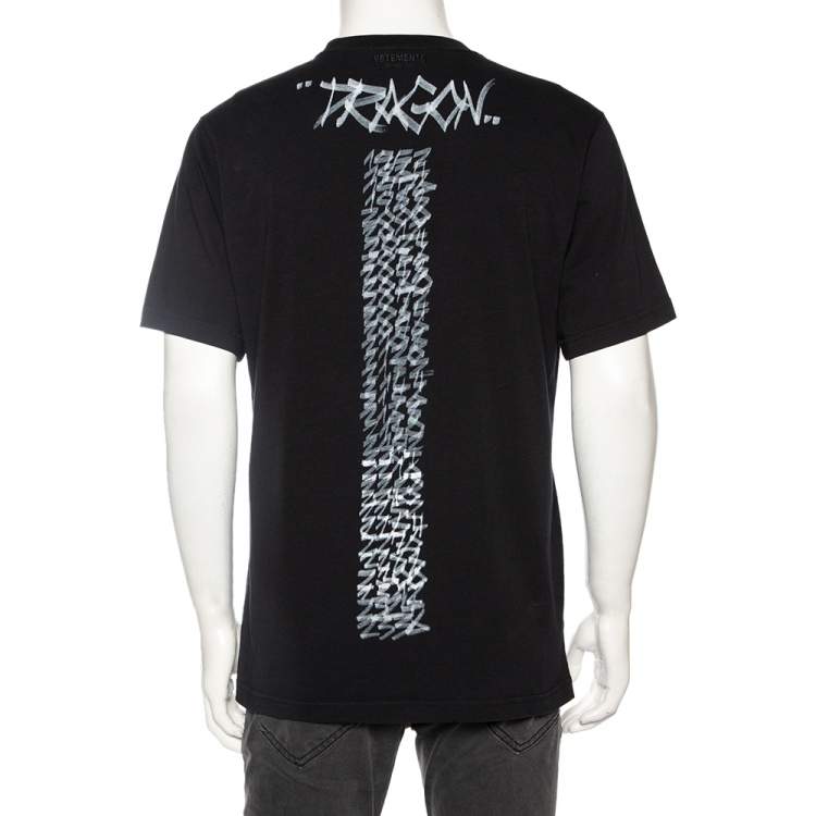 Pre Owned Vetements Horoscope Black Cotton Printed Dragon Zodiac T-Shirt M