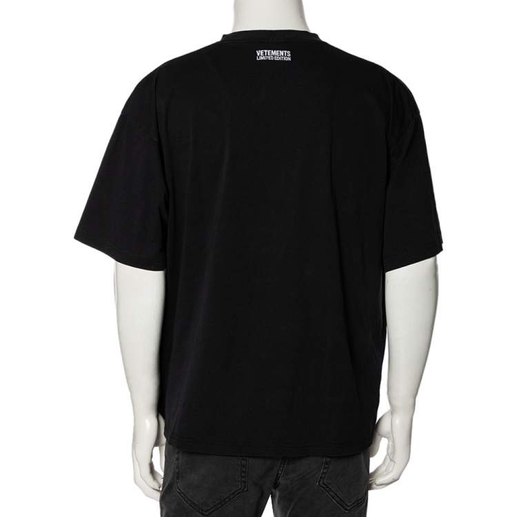 Pre Owned Vetements x Star Wars Limited Edition Black Cotton Printed Crewneck T-Shirt XL