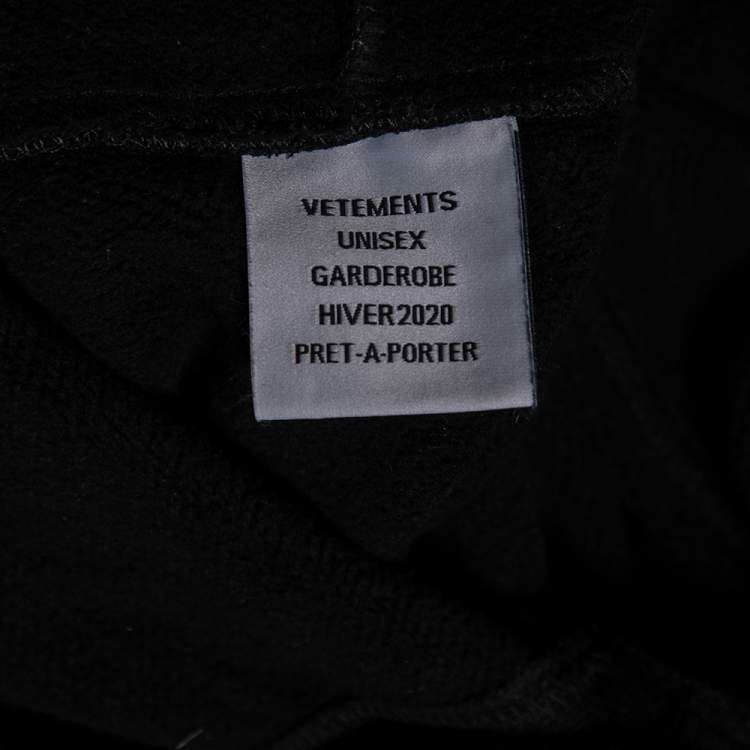 Pre Owned Vetements Black Cotton Logo Printed Oversized Hoodie L