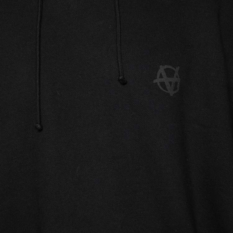 Pre Owned Vetements Black Cotton Logo Printed Oversized Hoodie L