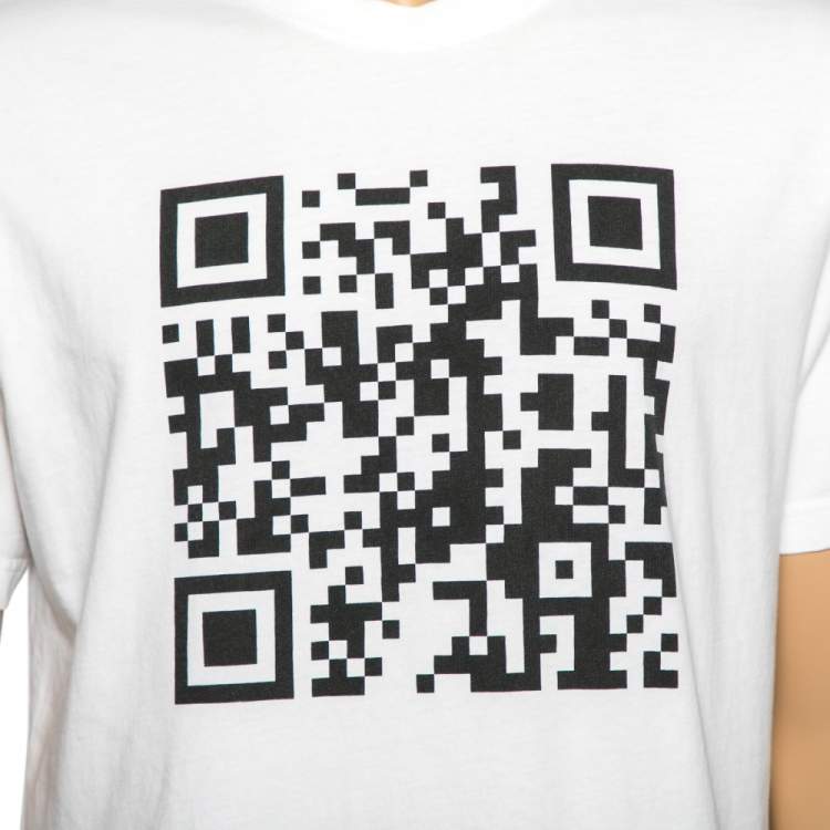 Pre Owned Vetements White Cotton Qr Code Printed Crew Neck T-Shirt M