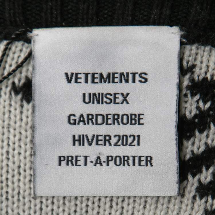 Pre Owned Vetements Black Knit All-Over-Logo Oversized Unisex Sweater M