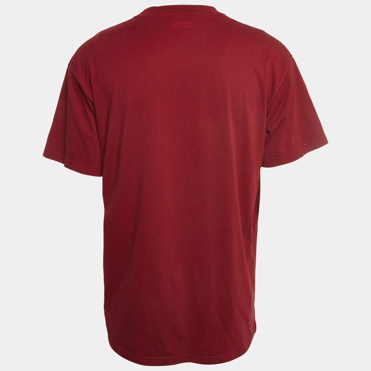 Pre Owned Vetements Dark Red Print Cotton Half Sleeve T-Shirt XS