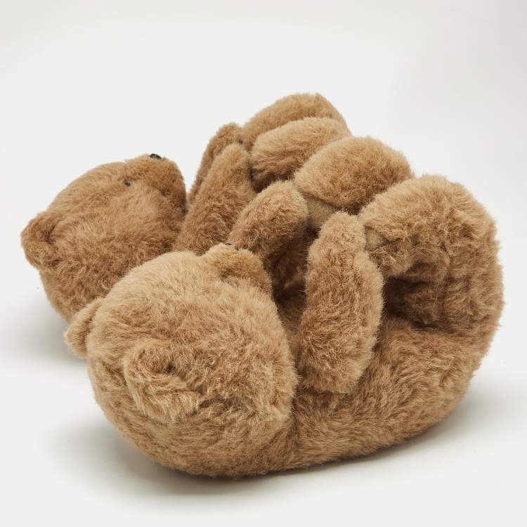 Pre Owned Vetements Brown Fur Hug Me Teddy Bear Slippers Size 39/40