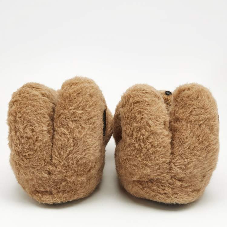 Pre Owned Vetements Brown Fur Hug Me Teddy Bear Slippers Size 39/40