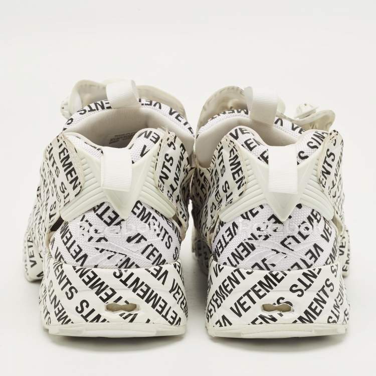 Pre Owned Vetements x Reebok White/Black Monogram Canvas Instapump Fury Sneakers Size 42.5