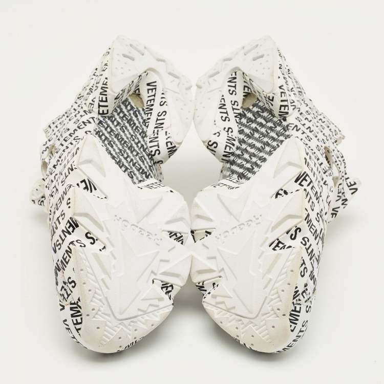 Pre Owned Vetements x Reebok White/Black Monogram Canvas Instapump Fury Sneakers Size 42.5