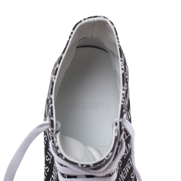 Pre Owned Vetements Black/White Logo Print Canvas Hi-Top Sneakers Size 41