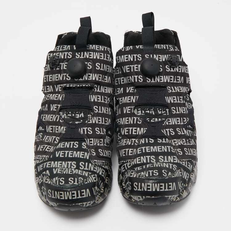 Pre Owned Vetements x Reebok Black/White Monogram Nylon And Fabric Instapump Fury Sneakers Size 42