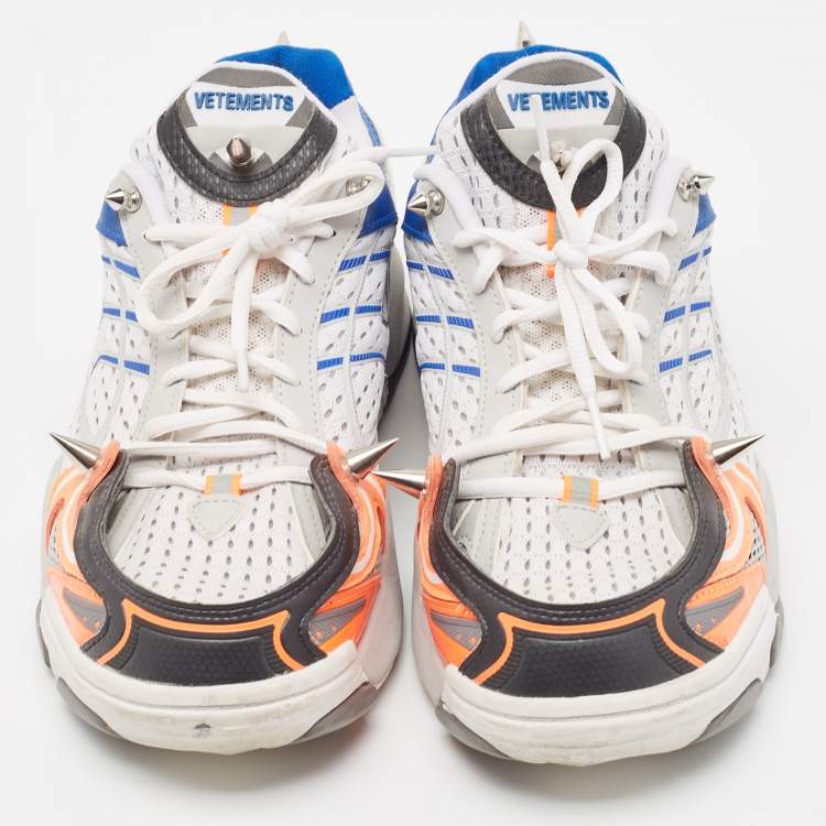 Pre Owned Vetements x Reebok Multicolor Mesh and Leather Spike Runner 400 Sneakers Size 41
