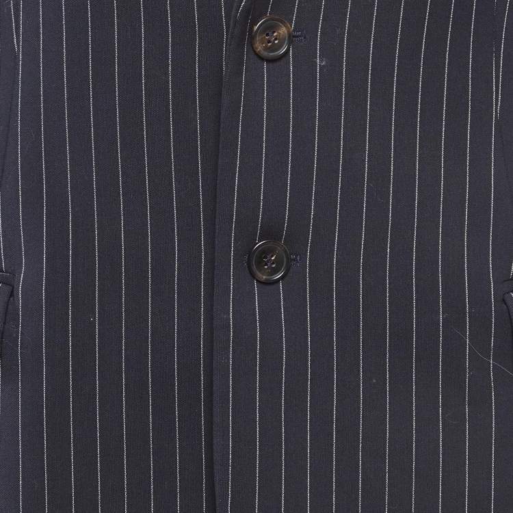 Pre Owned Wadrobe NYC Navy Blue Pin Striped Wool Blazer S
