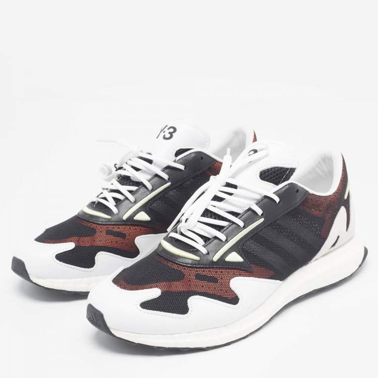 Pre Owned Y-3 x Adidas Multicolor Mesh and Leather Rhisu Run Sneakers Size 45 1/3
