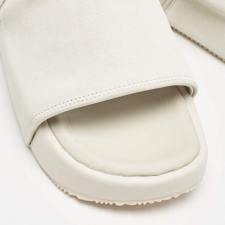 Pre Owned Y-3 Grey Suede Flat Slides Size 42