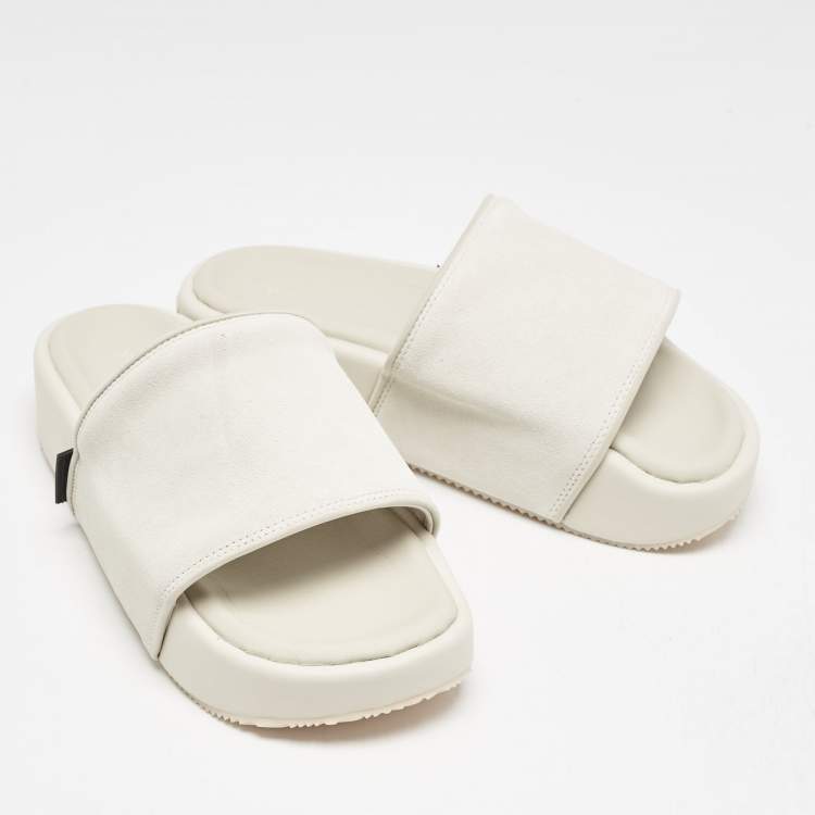 Pre Owned Y-3 Grey Suede Flat Slides Size 42