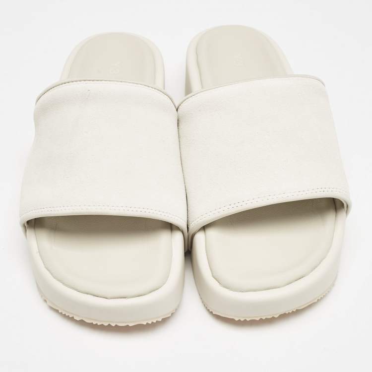 Pre Owned Y-3 Grey Suede Flat Slides Size 42