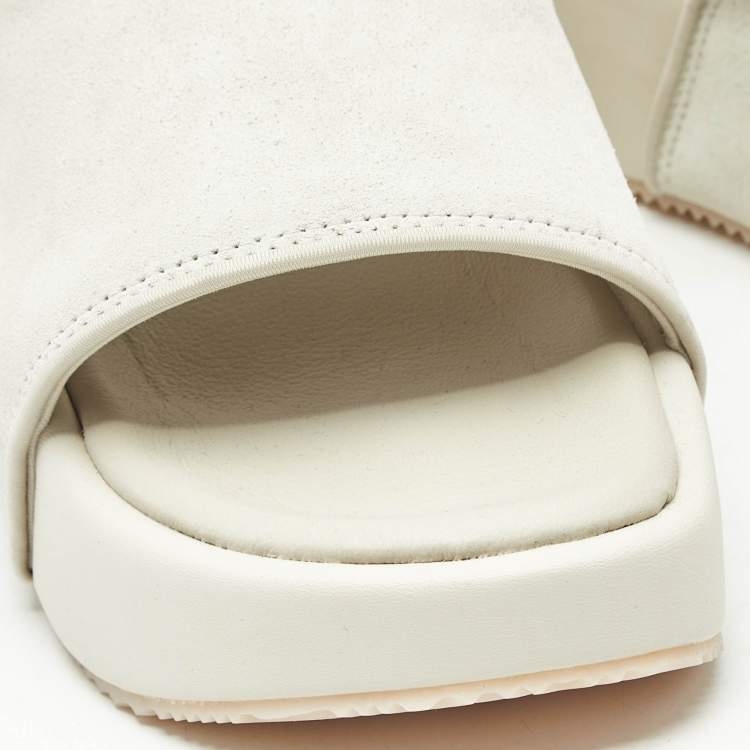 مملوكة مسبقًا Y-3 Grey Suede Platform Slide Sandals Size 40.5