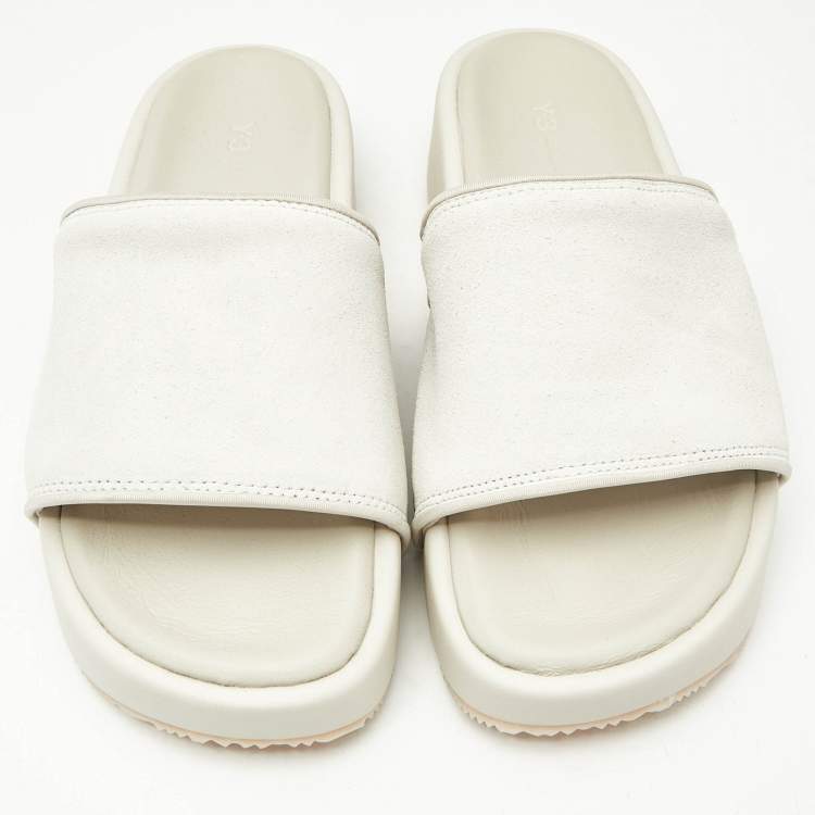 مملوكة مسبقًا Y-3 Grey Suede Platform Slide Sandals Size 40.5