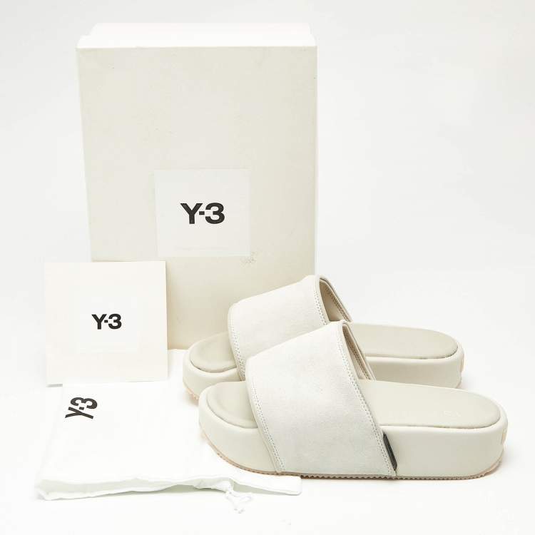 مملوكة مسبقًا Y-3 Grey Suede Platform Slide Sandals Size 40.5