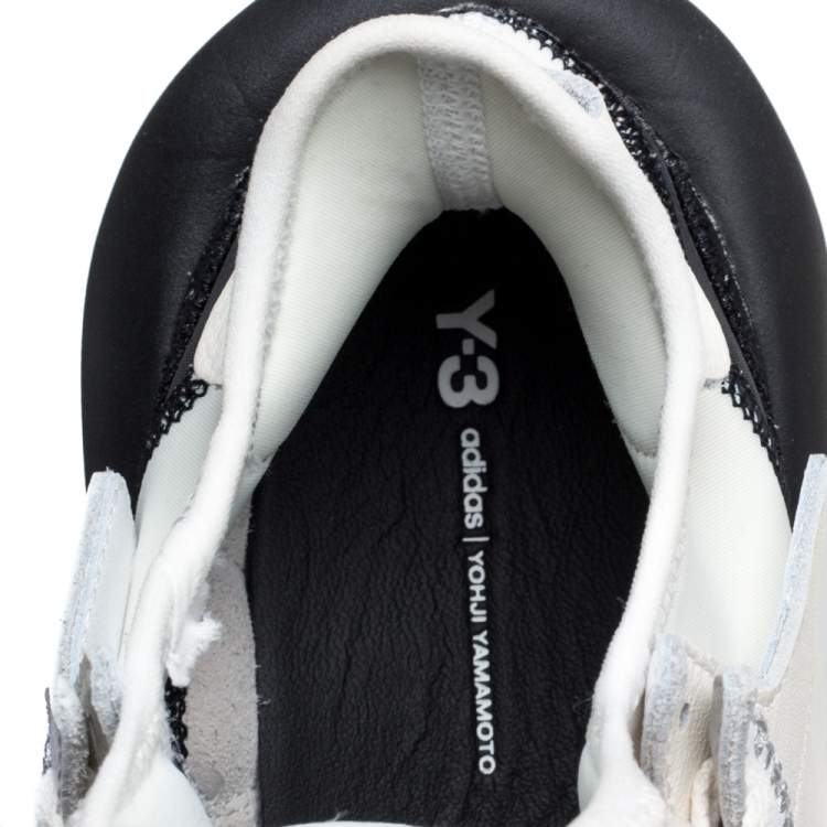 Pre Owned Y-3 Cream/Black Leather and Fabric Kaiwa Sneakers Size 44