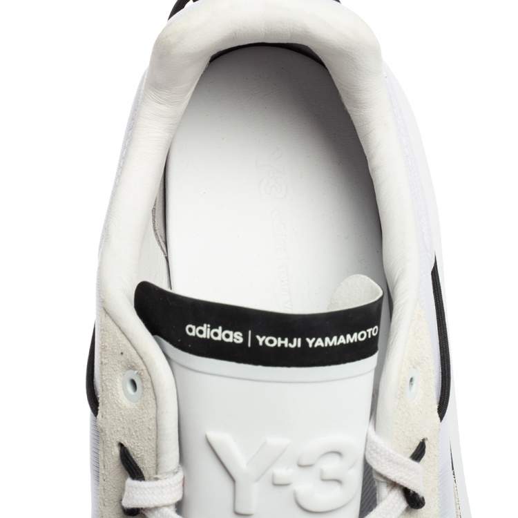 Pre Owned Adidas Y-3 Core White Mesh and Suede Shiku Run Low Top Sneakers Size 46 2/3