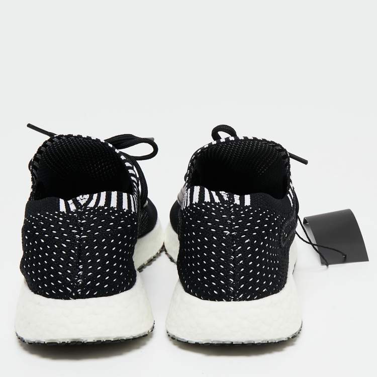 Pre Owned Y-3 Black/White Knit Fabric Pure Boost Sneakers Size 44 2/3