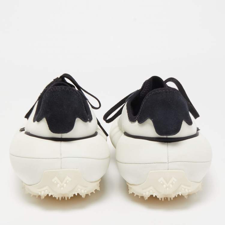 Pre Owned Y-3 x Adidas Black/White Suede and Canvass Makura Low Top Sneakers Size 42.5