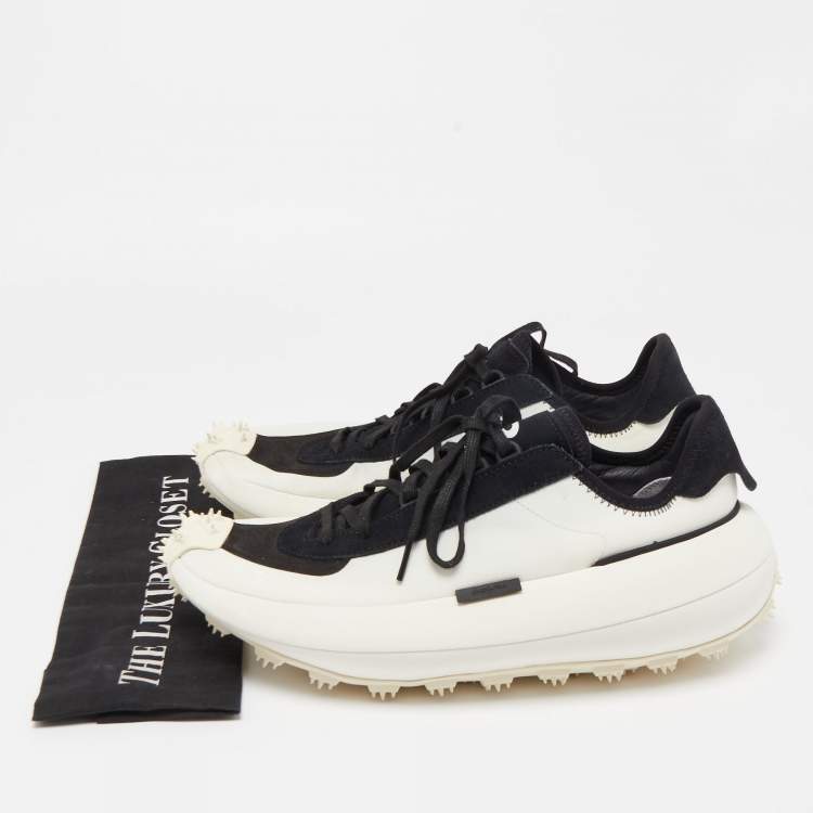 Pre Owned Y-3 x Adidas Black/White Suede and Canvass Makura Low Top Sneakers Size 42.5