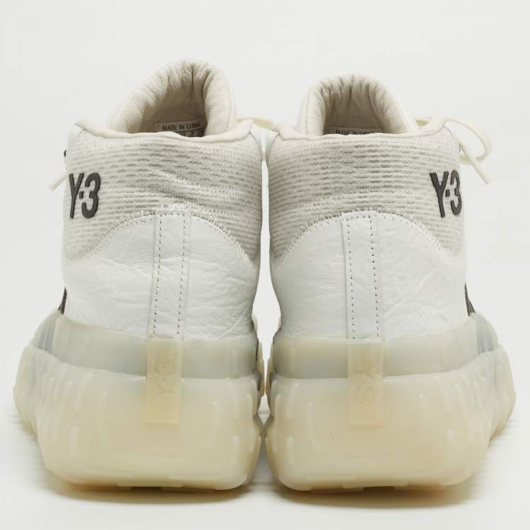 Pre Owned Y-3 White Leather High Top Sneakers Size 44.5