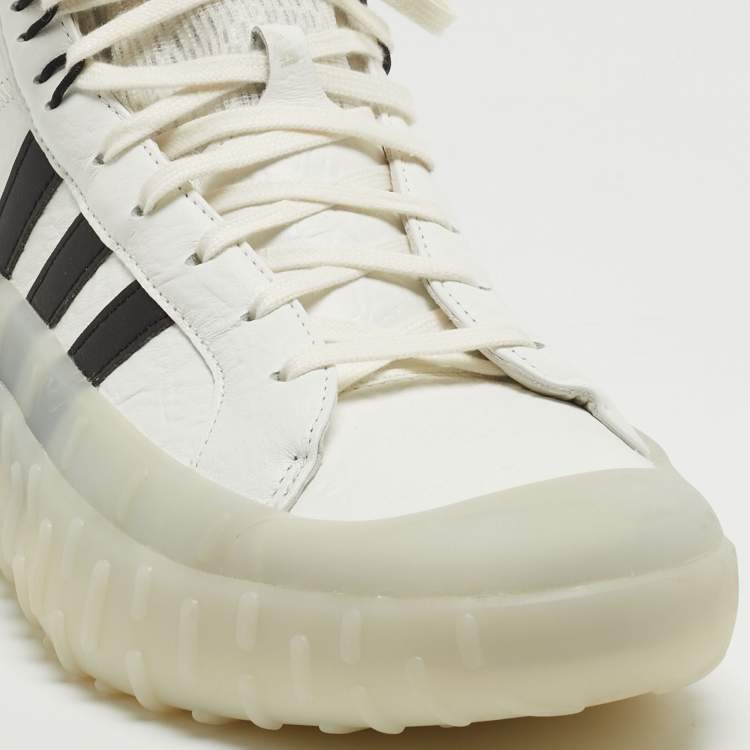 Pre Owned Y-3 White Leather High Top Sneakers Size 44.5