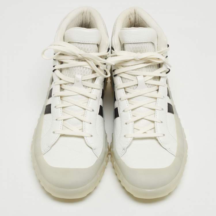 Pre Owned Y-3 White Leather High Top Sneakers Size 44.5