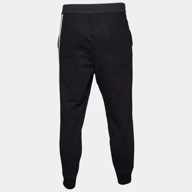 Pre Owned Y-3 Black Cotton Knit Contrast Detail Joggers S