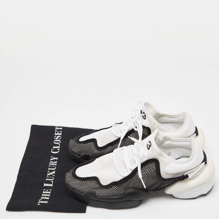 Pre Owned Y-3 Adidas White/Black Mesh Low Top Sneakers Size 44