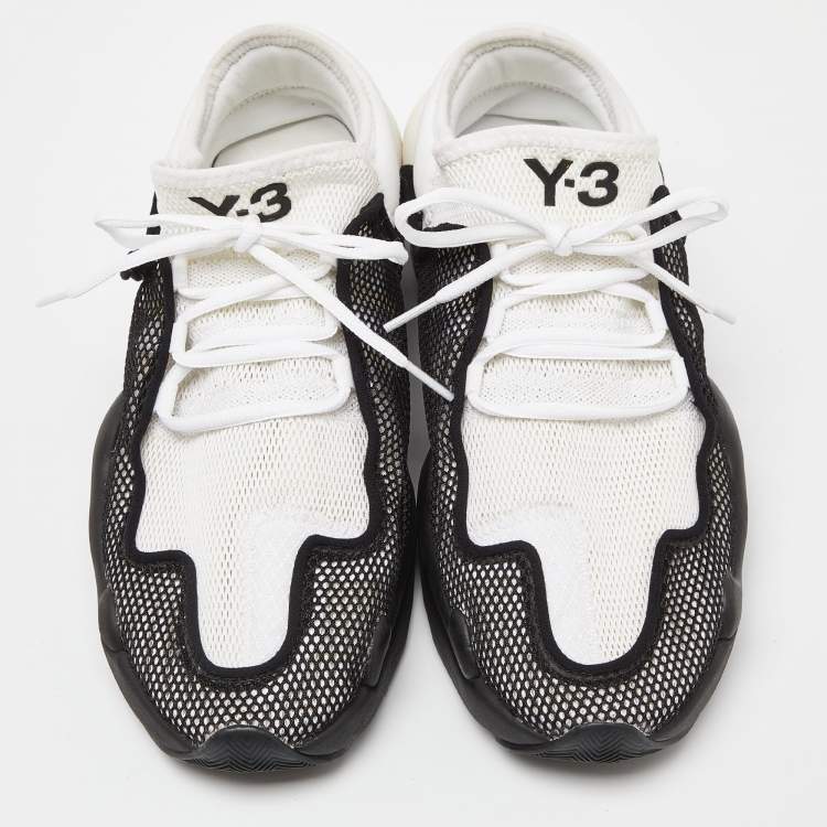 Pre Owned Y-3 Adidas White/Black Mesh Low Top Sneakers Size 44