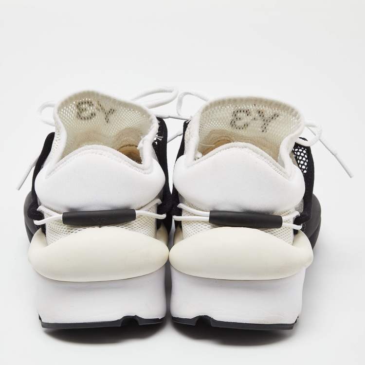 Pre Owned Y-3 Adidas White/Black Mesh Low Top Sneakers Size 44