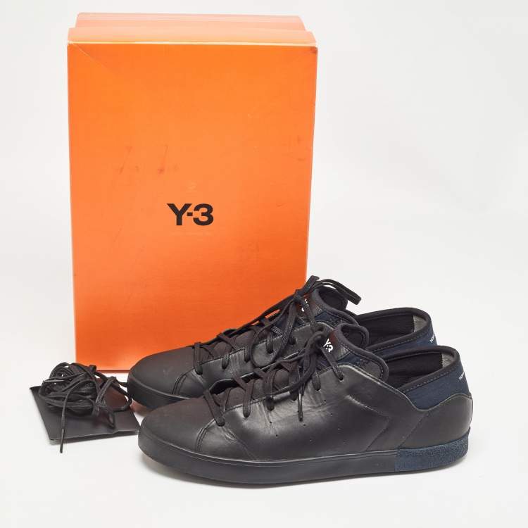 Pre Owned Y-3 Adidas Black Leather Yohji Star Low Top Sneakers Size 42