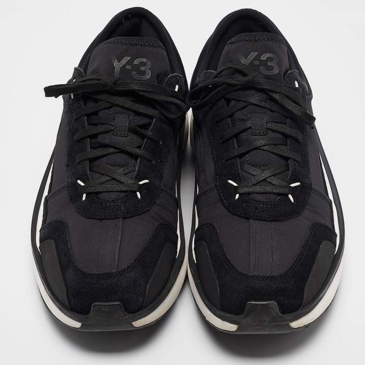 Pre Owned Y-3 x Adidas Black Fabric and Suede Low Top Sneakers Size 44