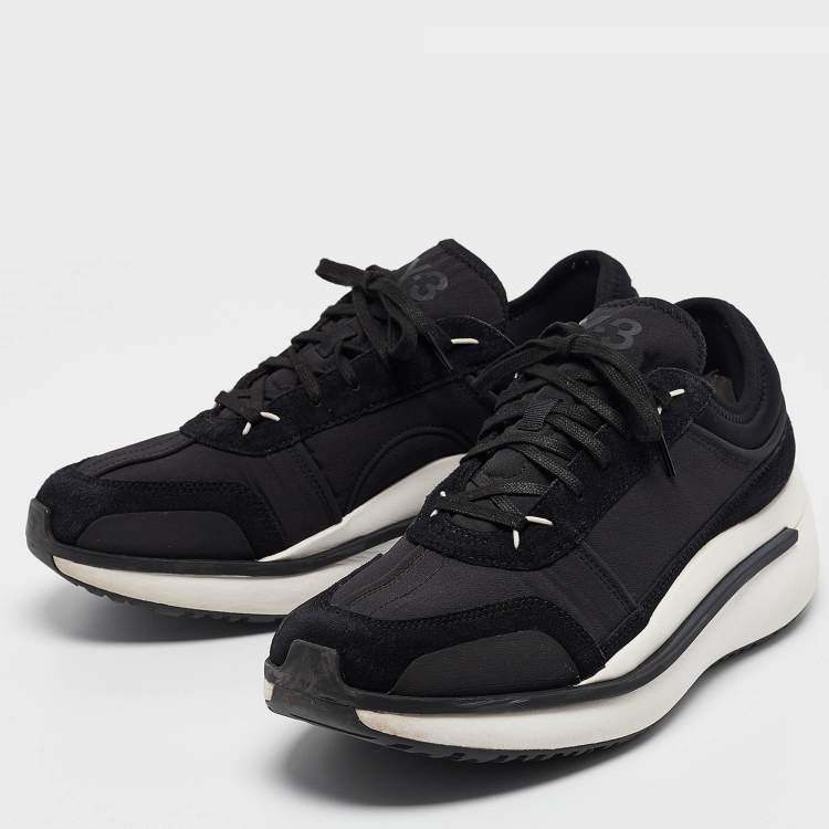 Pre Owned Y-3 x Adidas Black Fabric and Suede Low Top Sneakers Size 44